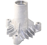 Cast aluminum spindle housing with radial cooling fins and three mounting bosses