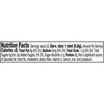 Black-and-white nutrition facts strip for Ice Breakers mints listing serving size, calories and basic nutrient info