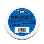 Back of an Ice Breakers Mints coolmint puck showing nutrition facts, ingredients, barcode and manufacturer info