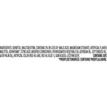 Horizontal ingredient text panel listing sorbitol, maltodextrin, artificial colors and other ingredients in black type