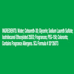 White ingredient text listing water, ceteareth-30, glycerin, sodium laureth sulfate and other components on green background