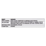 Black-and-white ingredients and benefits table showing water, glycerin, cocamidopropyl and botanical extracts.