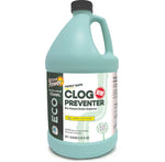 Teal one-gallon jug of Instant Power ECO Clog Preventer with front label showing product name and lemon citrus scent.
