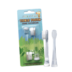 Jack N' Jill Tickle Tooth replacement brush heads in blister pack with two loose clear brush heads shown