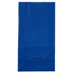 Single JAM Paper blue kraft lunch bag laid flat showing full front and folded bottom