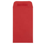 Red JAM Paper coin envelope with flap lifted to show adhesive peel-and-seal strip