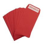 Fan of red JAM Paper envelopes with one open to reveal JAM-branded peel strip