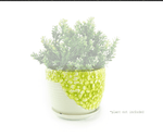 Single K-Cliffs lime-yellow floral ceramic planter filled with faux greenery, photographed on a white background.