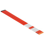 Bundle of long orange-and-white fiberglass driveway marker rods laid diagonally on a white background.