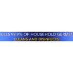 Narrow blue banner label stating 'KILLS 99.9% OF HOUSEHOLD GERMS*' and 'CLEANS AND DISINFECTS' in bold type.