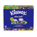 Purple Kleenex Ultra Soft multi-pack box with floral accent panels and a tissues callout on front
