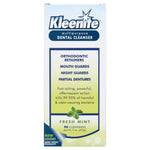 Front-facing Kleenite dental cleanser cardboard box showing product name and fresh mint callout