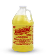 Yellow one-gallon jug of LA's Totally Awesome all-purpose cleaner with red label and white cap on white background.