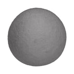 Close-up of a single gray felt dryer ball on a white background showing wool texture and shape