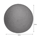 Single gray felt dryer ball shown flat-on with 3.00 in. dimensional arrows indicating diameter