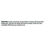Black printed directions text for handling laundry pacs on a white background