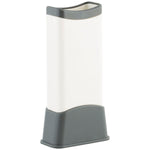 White rectangular self-cleaning base with gray top and bottom edges for a lint and hair remover brush