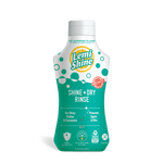 Single Lemi Shine Shine + Dry rinse aid bottle with teal label and Lemi Shine logo on a white background.