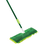 Green-handle mop angled down with green microfiber refill attached, shown on white background