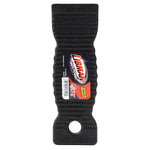 Top-down view of a black Libman scrub brush handle with product label and hanging hole