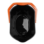 Top-down view of a black Libman bucket with an orange handle, showing the oval interior and pour spouts