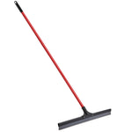 Full-length red steel handle attached to a 24-inch black rubber squeegee blade on a white background