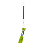 Telescoping green and white pole with a Libman-labeled green chenille microfiber duster head against a white background