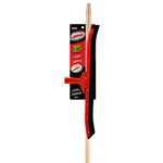 Packaged Libman commercial curved floor squeegee with wood handle and black rubber blade shown upright on white background