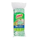 Packaged Libman green-and-white twisted cotton mop refill showing brand label and absorption callouts
