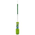 White and green telescoping handle with a packaged green microfiber chenille duster head on a white background