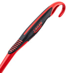 Close-up of the red and black Libman brush handle with logo and textured grip