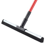 Close-up of Libman red steel-handle squeegee head showing black rubber blade and metal trim
