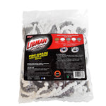 Back of packaged Libman High Power pro-grade spin mop refill showing product information panel and visible gray-white mop fibers