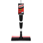 Front view of a Libman telescopic window washer with black textured grips and red-mesh sponge head against a white background.