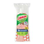 Front view of Libman Wonder Mop refill in clear retail packaging with visible product label and patterned mop strips