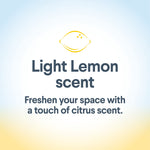 Graphic reading “Light Lemon scent” with a small lemon icon and citrus scent copy