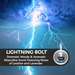 Graphic lightning background with bold 'LIGHTNING BOLT' scent name and small image of the Refresh fogger can.