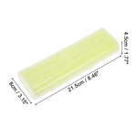 Lime-green translucent toothbrush travel case shown at an angle with printed dimension callouts over a white background.