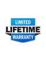 Blue and black badge graphic reading "LIMITED LIFETIME WARRANTY" on a white background