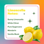 Graphic tile listing Limoncello notes with illustrated lemons and a multicolor gradient background