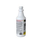 Rear three-quarter view of white Liquid Lightning bottle showing Spanish and English warning and ingredient text on label