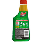 Rear label of Liquid-Plumr Hair Eliminator gel bottle showing usage icons, warnings and barcode on a green bottle