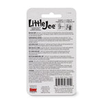 Back of Little Joe carded packaging showing product information, warnings and a barcode on white backing