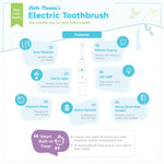 Feature infographic titled 'Electric Toothbrush' listing sonic vibrations, LED lamp, ergonomic design and timer features