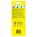 Rear of yellow Little Trees packaging with usage icons, safety text and barcode for the Be Kind air freshener.