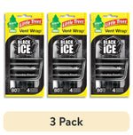 Three Little Trees Black Ice Vent Wrap packages shown side-by-side on white background with '3 Pack' label below.