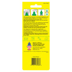 Back of Little Trees Fresh Shave air freshener package with usage instructions, barcode and product text on yellow card