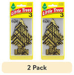 Two Little Trees Gold tree-shaped air fresheners in retail blister cards shown side-by-side on a white background.