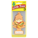 Yellow Little Trees Peach Ginger Spritz tree-shaped car air freshener visible in clear retail blister packaging