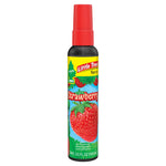 Little Trees Strawberry spray air freshener bottle with red cap and large strawberry illustration on label